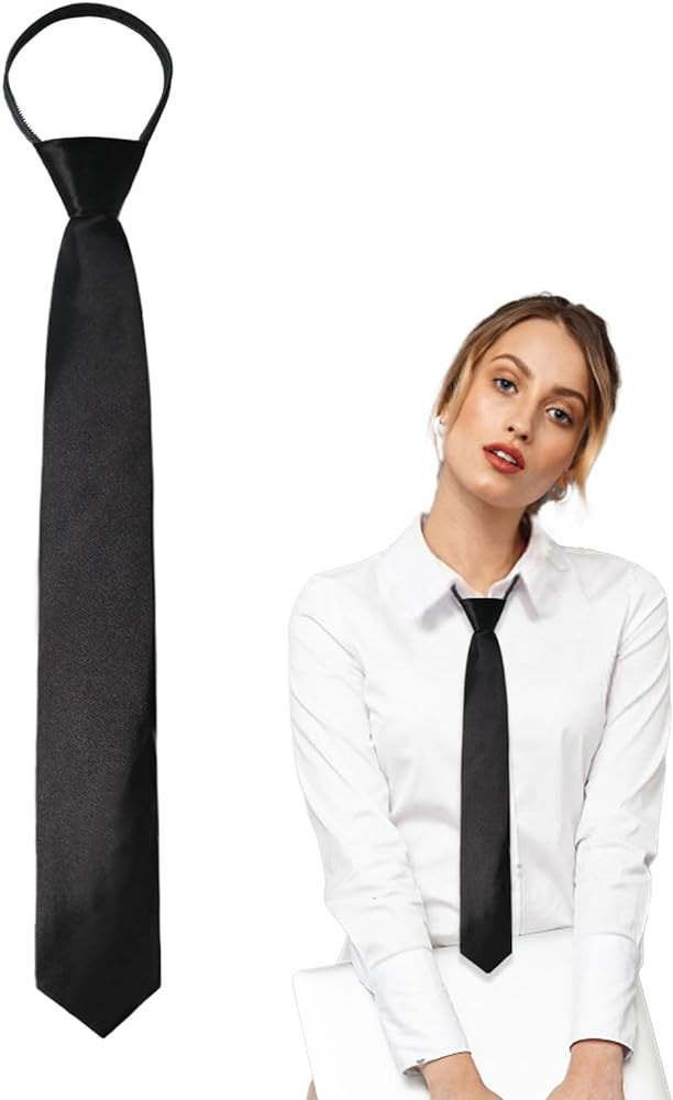 Womens Tie, Pre Tied Black/Red Ties for Women Adjustable Zipper Womens Necktie | Amazon (US)