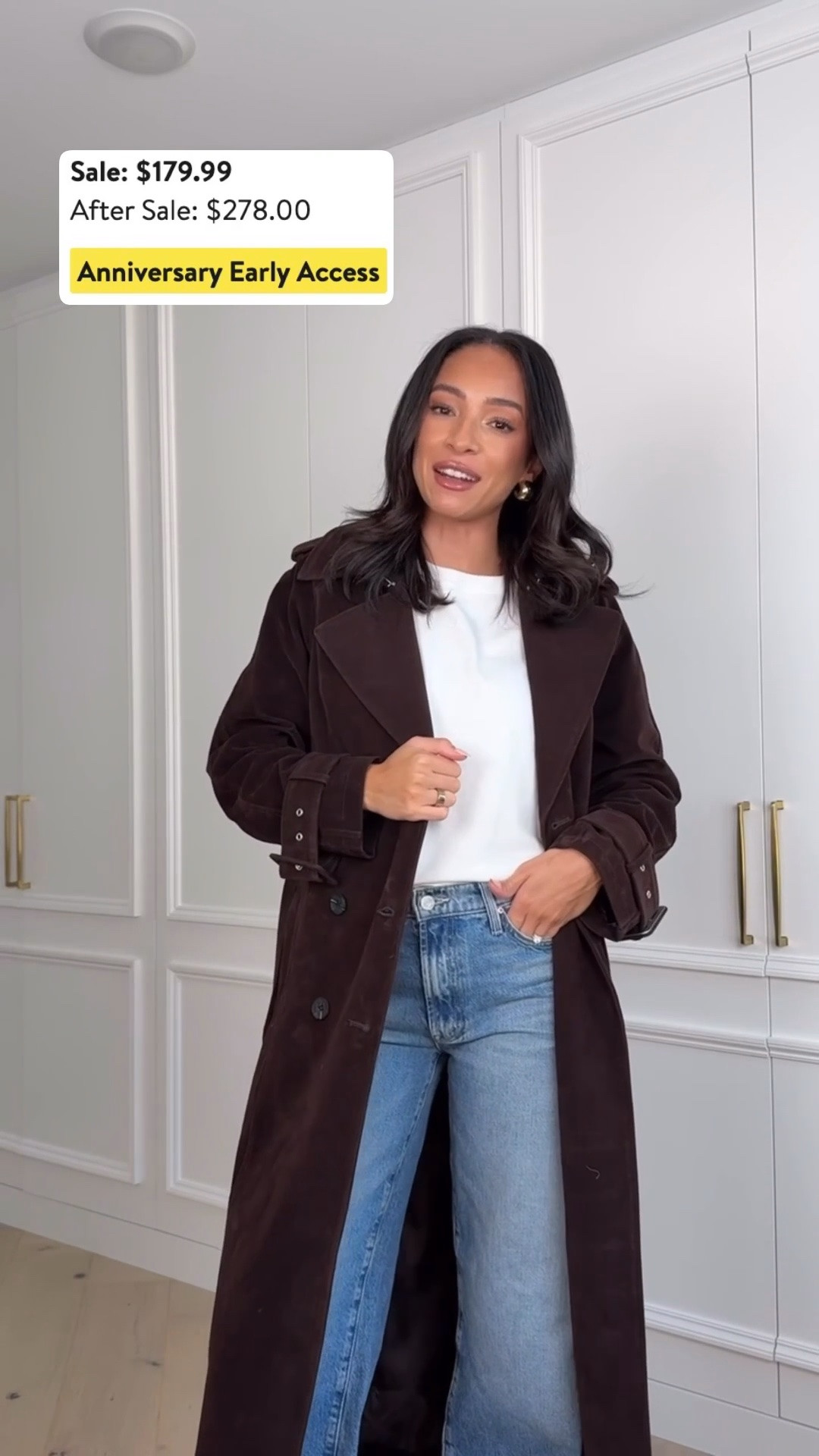35% OFF!! This suede trench coat is the perfect shade of chocolate brown and the best layer for fall. It was one of my favorites from the Nordstrom Anniversary Sale last year and it is restocked!! It's under $200 and also comes in a deep maroon color. Wearing size S white tee, size small suede trench coat and size 26 jeans 

nordstrom sale, nsale, fall outfit, fall fashion, winter outfit, winter fashion, suede coat, fall coat, winter coat, fall capsule wardrobe, closet essentials

#LTKSaleAlert #LTKSeasonal