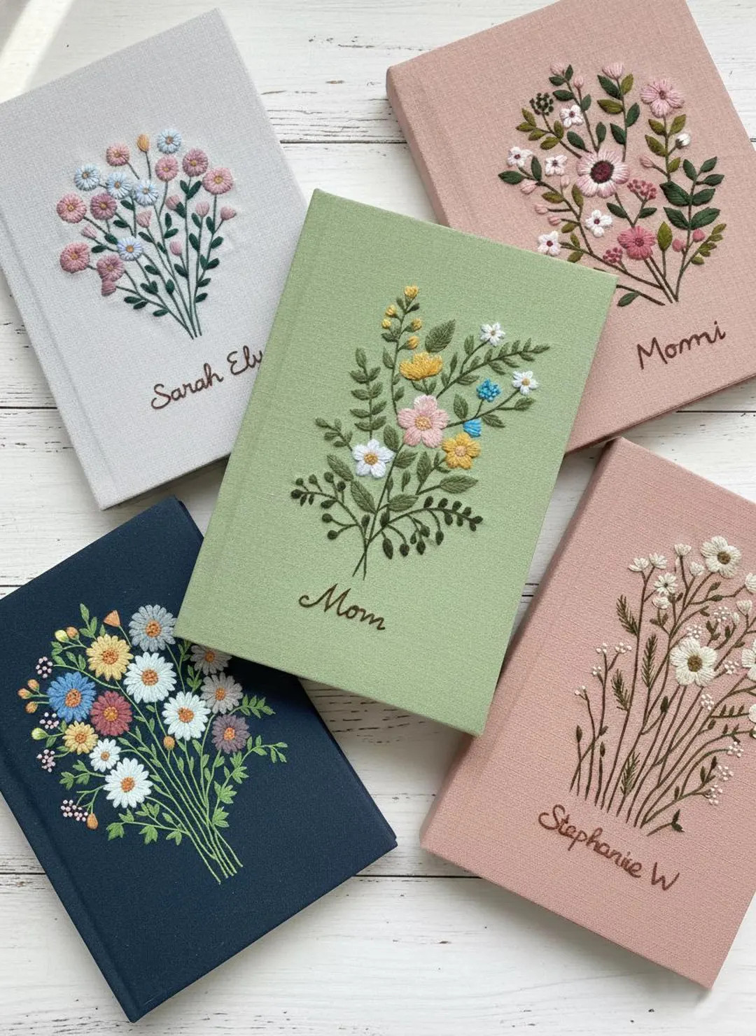 Personalized Floral Handmade Notebook, Vintage Hand Embroidered Fabric Cover Book, Custom A5 Secr... | Etsy (US)