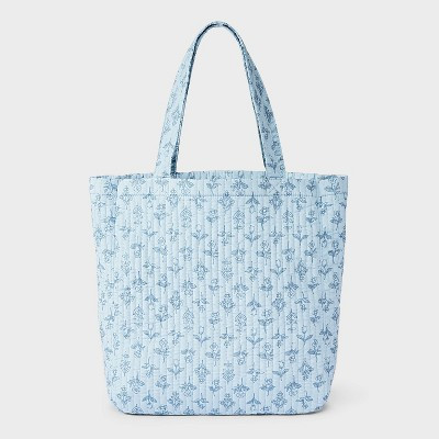 Girls' Floral Printed Tote with Channel Quilting - art class™ Blue | Target