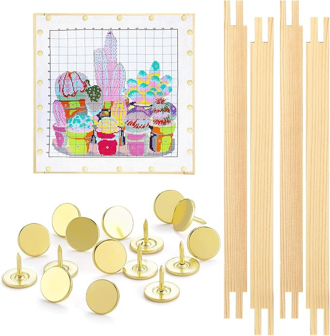 Glooglitter 2 Sets Stretcher Bars for Needlework with Thumb Tacks Regular Needlepoint Stretcher B... | Amazon (US)