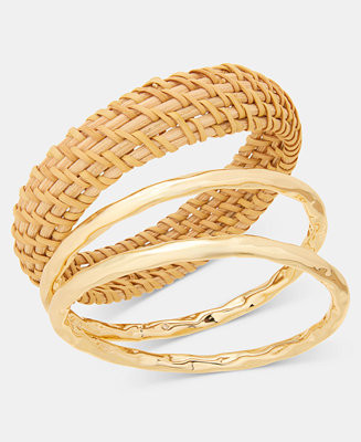 Gold-Tone and Rattan Bracelets, Set of 3 | Macy's