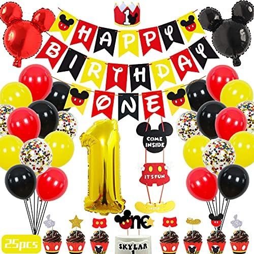 Mickey 1st Birthday Party Supplies Decorations 57Pcs - Happy Birthday Banner "ONE"Banner Balloons... | Amazon (US)