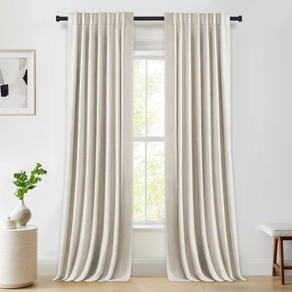 Graciella Thermal Insulated Faux Linen Max Blackout Curtains Back Tab/Rod Pocket Bedroom Drapes (... | Wayfair North America