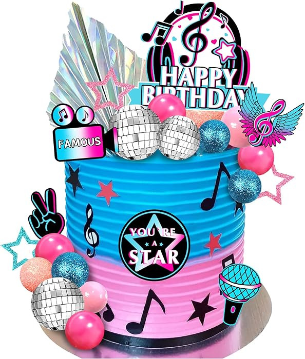 30 PCS Music Cake Toppers Musical Birthday Cake Decorations for Musical Karaoke Theme Birthday Su... | Amazon (US)