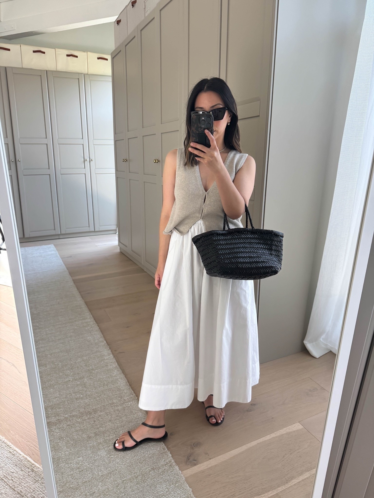 The one piece I love to wear in the summer that dresses up any outfit - Aritzia knit tank. This new color is slightly bigger with a wider strap. 

Aritzia tank small - could wear the xs
Aritzia skirt xs
Tkees sandals 5
Dragon Diffusion bag 
YSL sunglasses
Dorsey James necklace 15”
Electric Picks earrings

mom outfits, petite style, summer style, summer outfits, white skirt

#LTKootd #LTKmomlife #LTKPetite