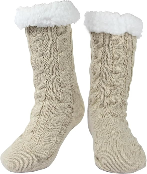 Slipper Socks for Women with Gripper - Winter Non Slip Thick Fuzzy Socks - Warm Cozy Christmas Gi... | Amazon (US)