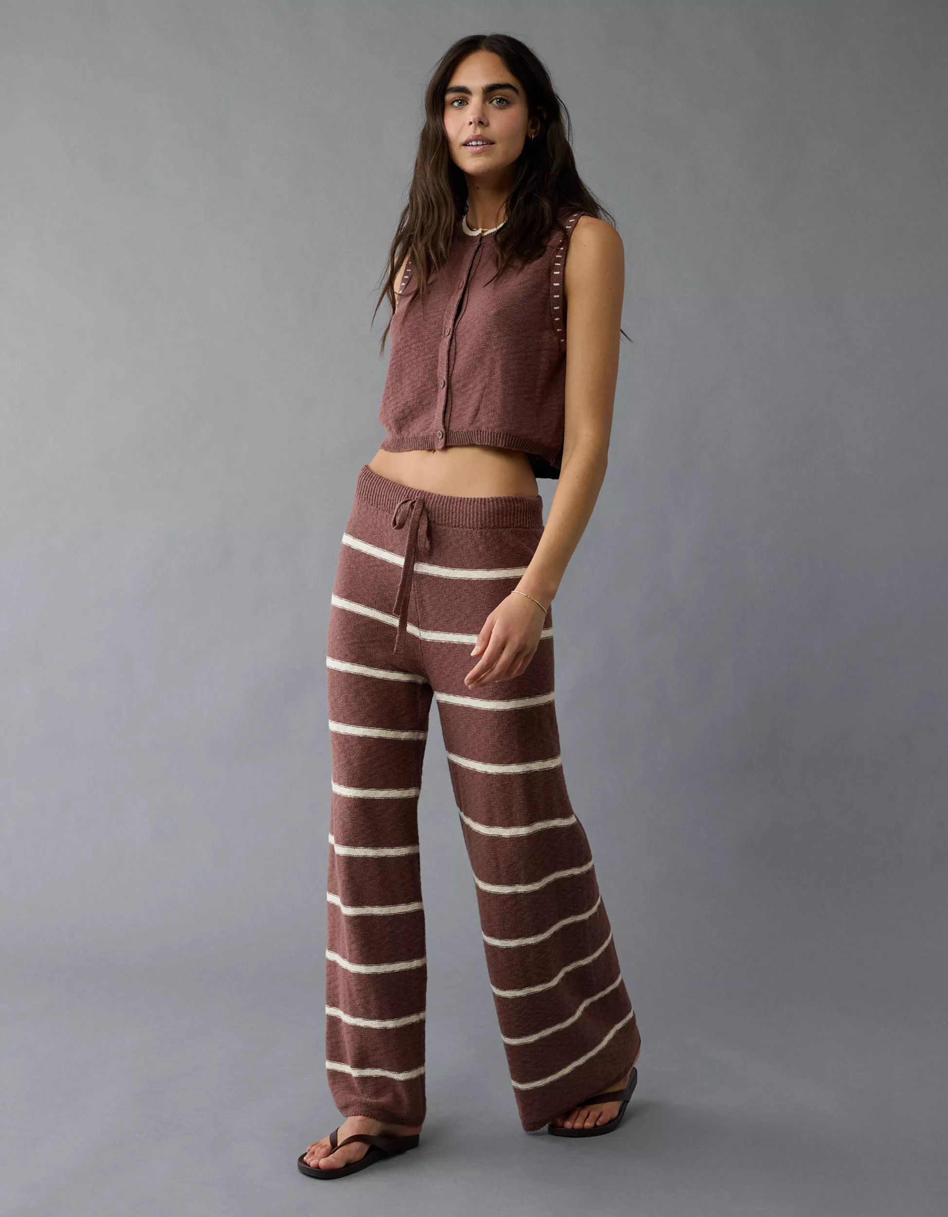 AE Knit Wide-Leg Striped Pant | American Eagle Outfitters (US & CA)