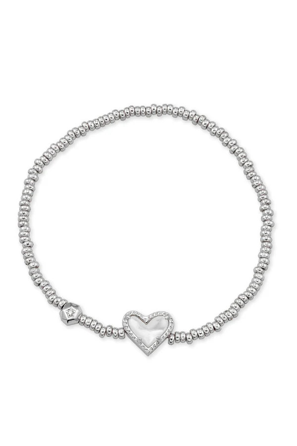 Ari Heart Stretch Bracelet - Silver Ivory MOP | Kendra Scott | The Willow Tree