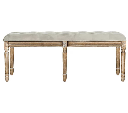 Safavieh Rocha French Brasserie Tufted Rustic Wood Bench - QVC.com | QVC