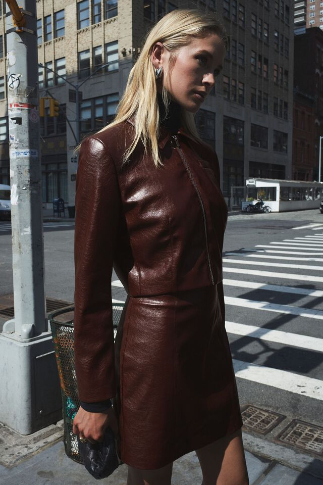 Cropped Faux Leather Jacket | Dynamite Clothing