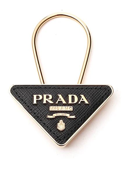 Prada Triangle Logo Keyring | Cettire Global
