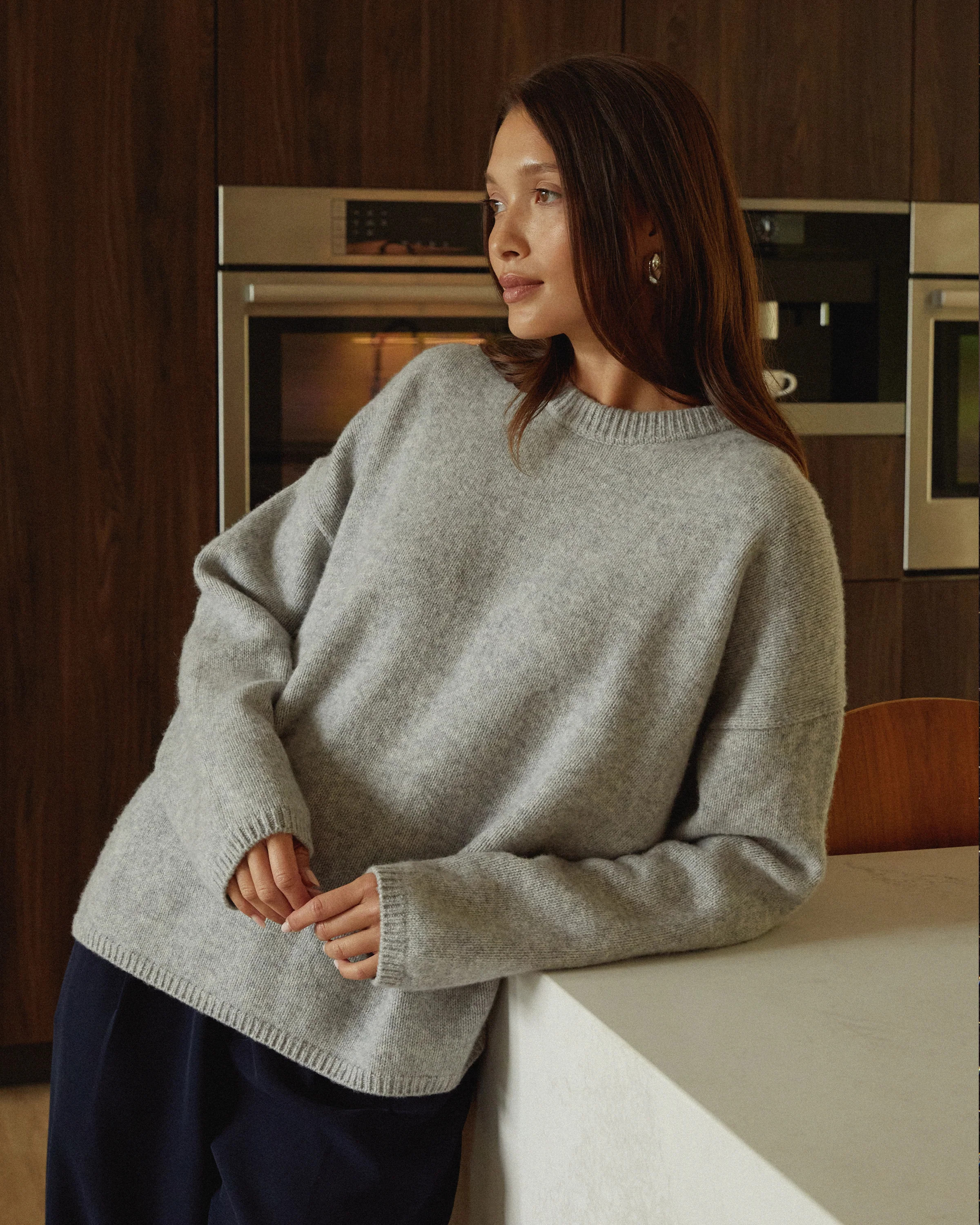 Nancy Merino Wool Sweater - GREY / S | Few Moda