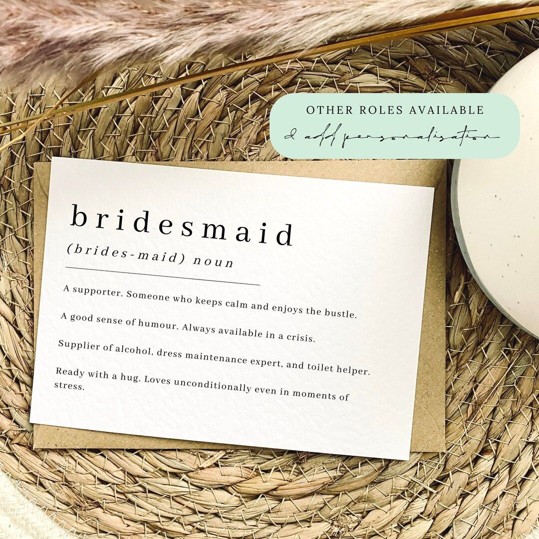 Bridesmaid Definition Print Note Card A6 Postcard Style - Etsy | Etsy (US)