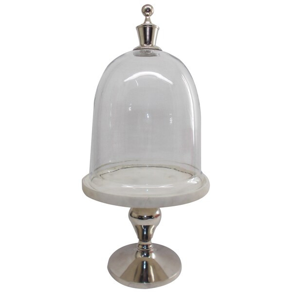 Cafe Couture Clear and Silver Aluminum/Marble/Glass 19-inch x 9-inch Deep Cake Stand | Bed Bath & Beyond