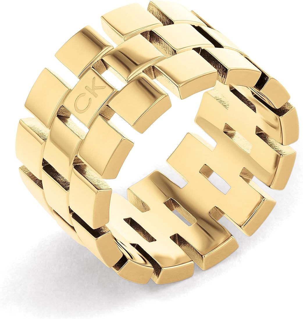 Calvin Klein Jewelry Women's Yellow Gold Chain Link Ring | Amazon (US)