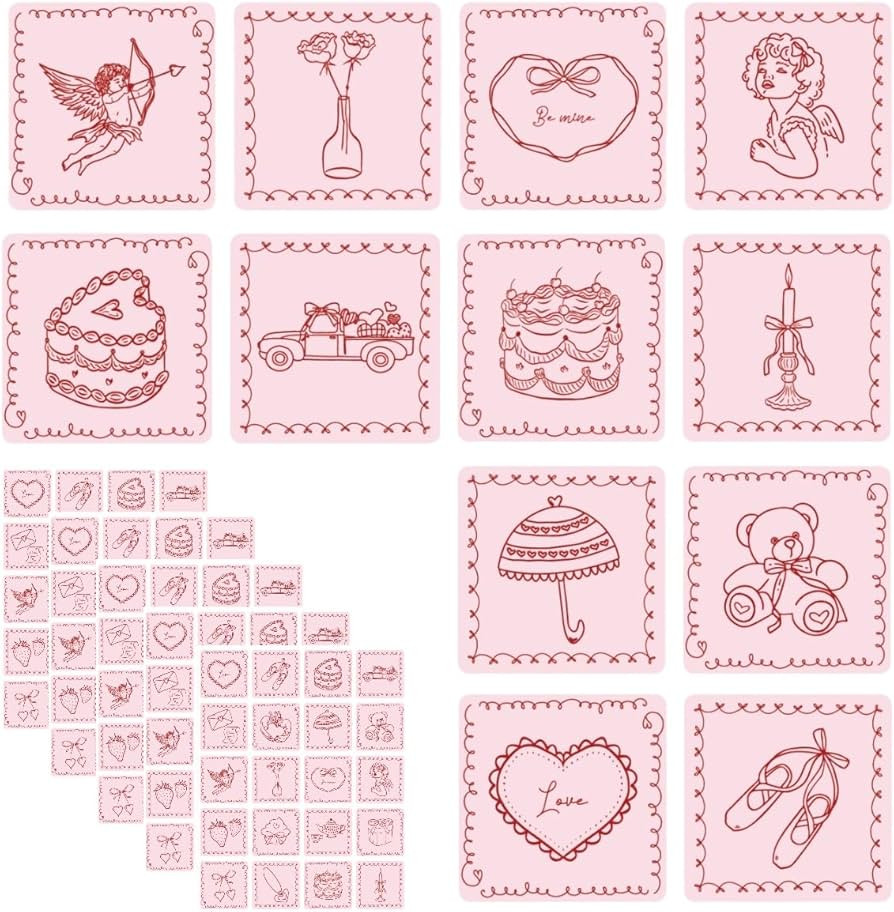 300PCS Valentine's Day Coquette Stickers - Cute Aesthetic Stickers for Girly Pink Party, Valentin... | Amazon (US)