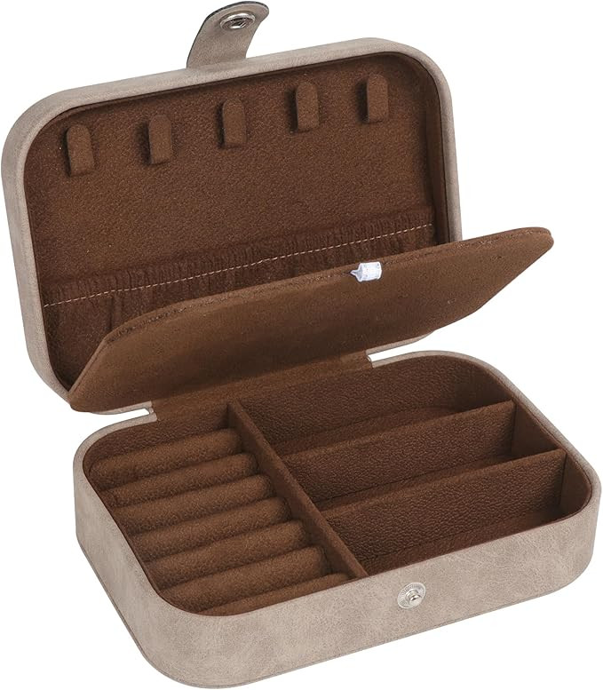 Travel Jewelry Box, PU Leather Small Jewelry Organizer for Women Girls, Portable Mini Travel Case... | Amazon (US)