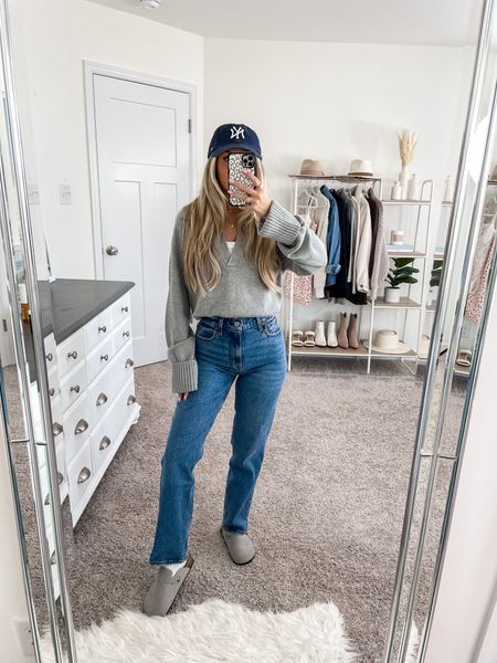 Cozy casual fall outfit inspo 🤎 
+ Abercrombie notch neck sweater: small // I sized up for a comfier fit 
+ Abercrombie 90s jeans: 25 short // medium wash 
+ amazon clogs: I tried sizes 6 and 6.5 and I prefer the 6! 

#LTKstyletip #LTKfindsunder100 #LTKSeasonal