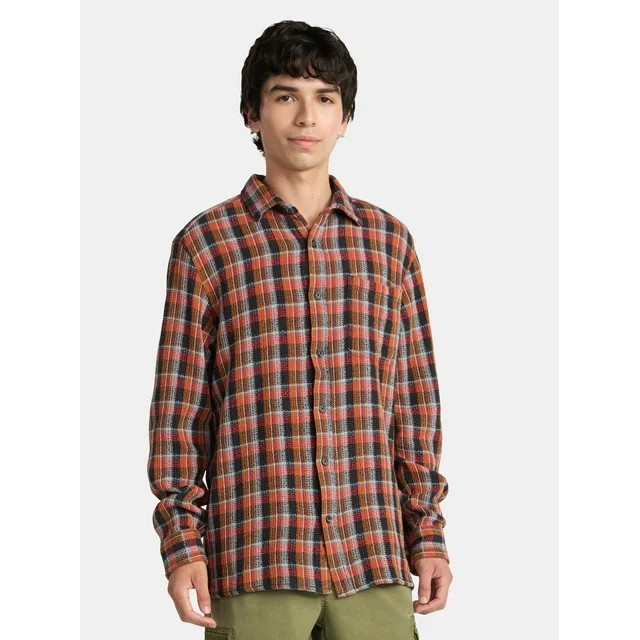 No Boundaries Men's & Big Men's Long Sleeve Textured Shirt , Sizes XS-5XL | Walmart (US)