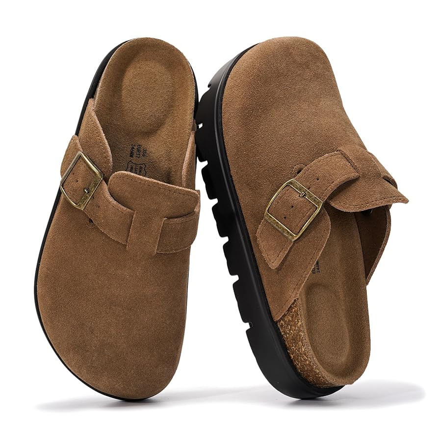 Project Cloud Genuine Leather Platform Clogs for Women Footwear - Memory Foam Arch Support Cork F... | Amazon (US)
