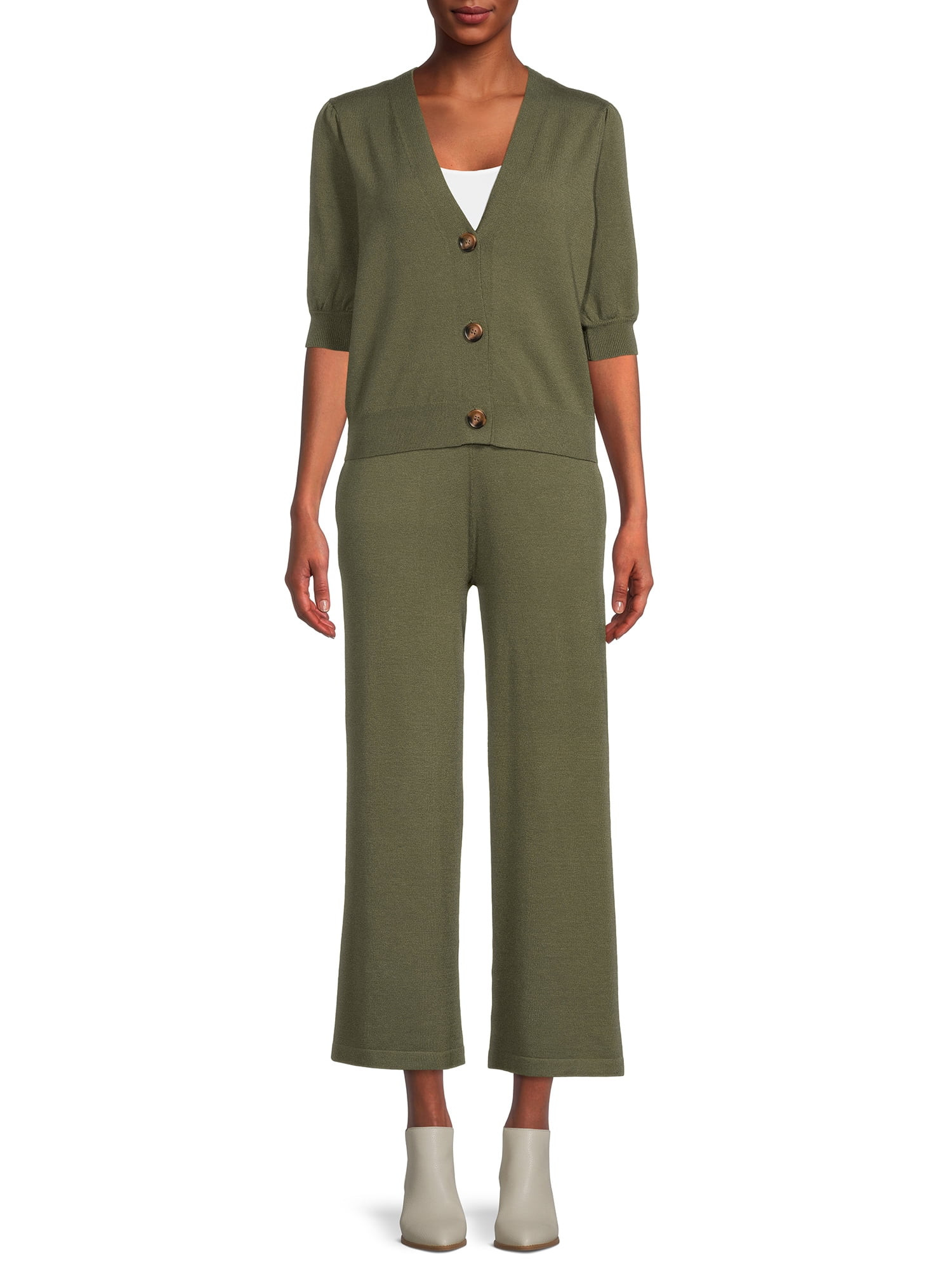 Time and Tru Women's Cardigan Sweater/Pant Set - Walmart.com | Walmart (US)