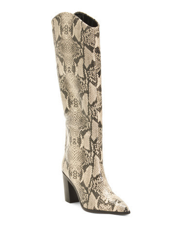 Leather Maryana Block Boots for Women | Leather/Snakeskin | Marshalls