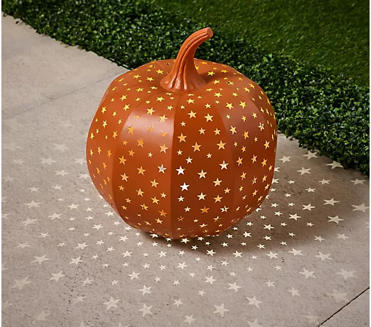Martha Stewart 15" Illuminated Indoor/Outdoor Stargazer Metal Pumpkin - QVC.com | QVC