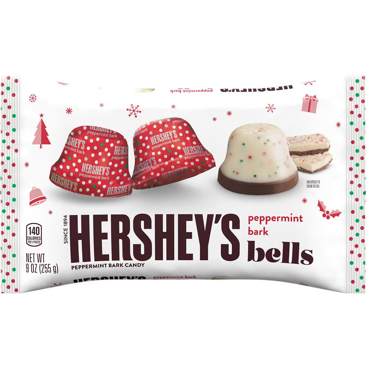 HERSHEY'S Christmas Peppermint Bark Bells Candy - 9oz | Target