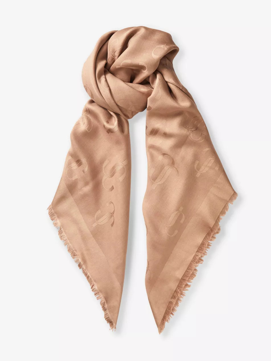 Emani brand-print silk-blend scarf | Selfridges
