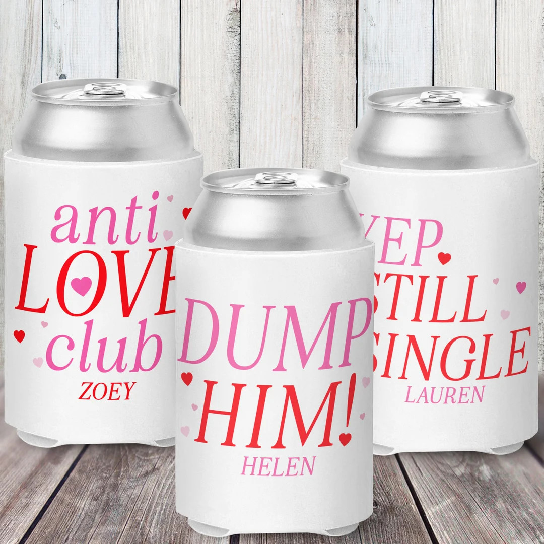 Valentine's Day Can Cozies, Galentines Day Party Favors, Custom Can Coolers, Funny Galentine's Da... | Etsy (US)