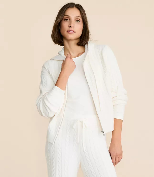 Lou & Grey Cable Hoodie Sweater | LOFT