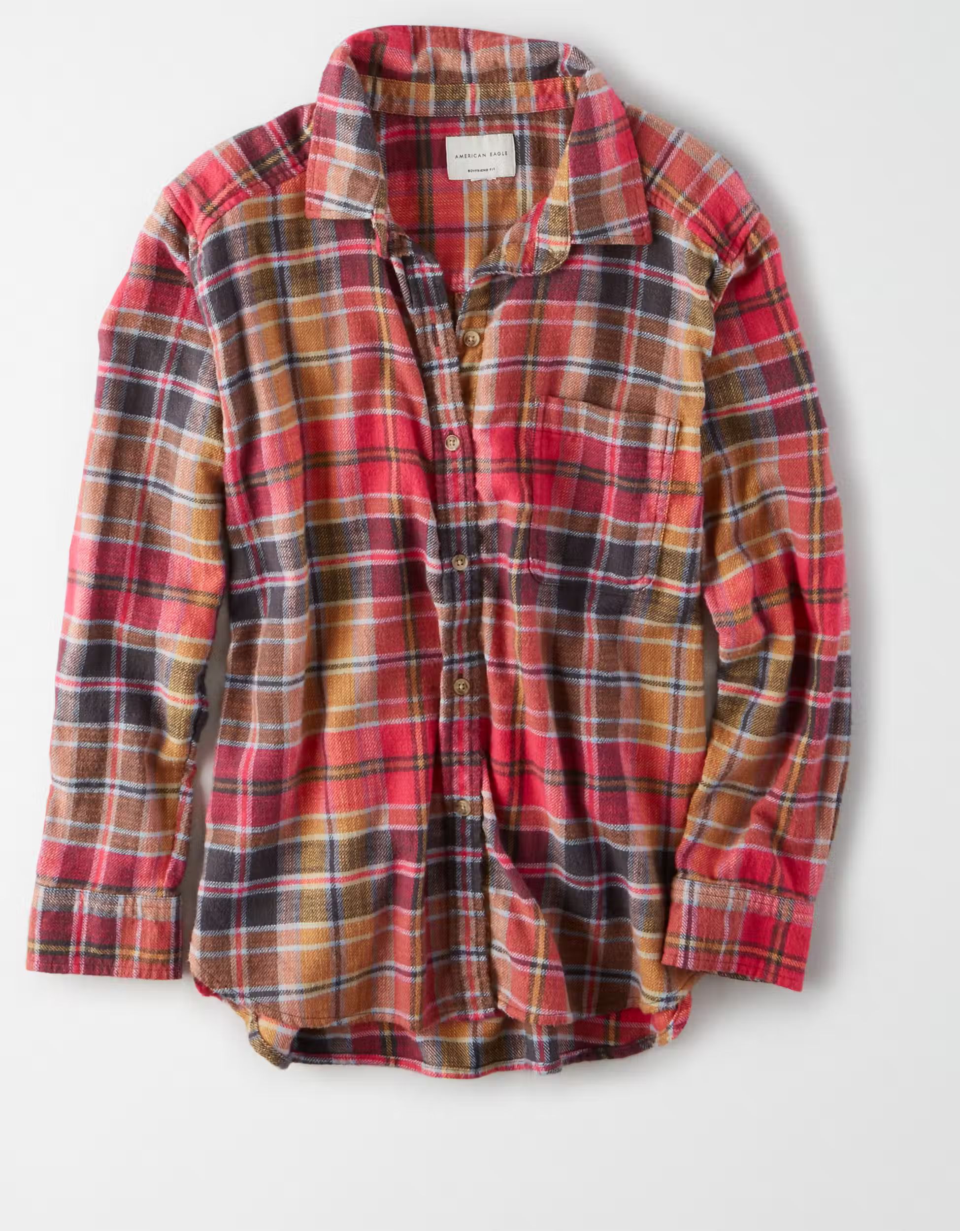 AE Ahh-Mazingly Soft Boyfriend Plaid Shirt | American Eagle Outfitters (US & CA)