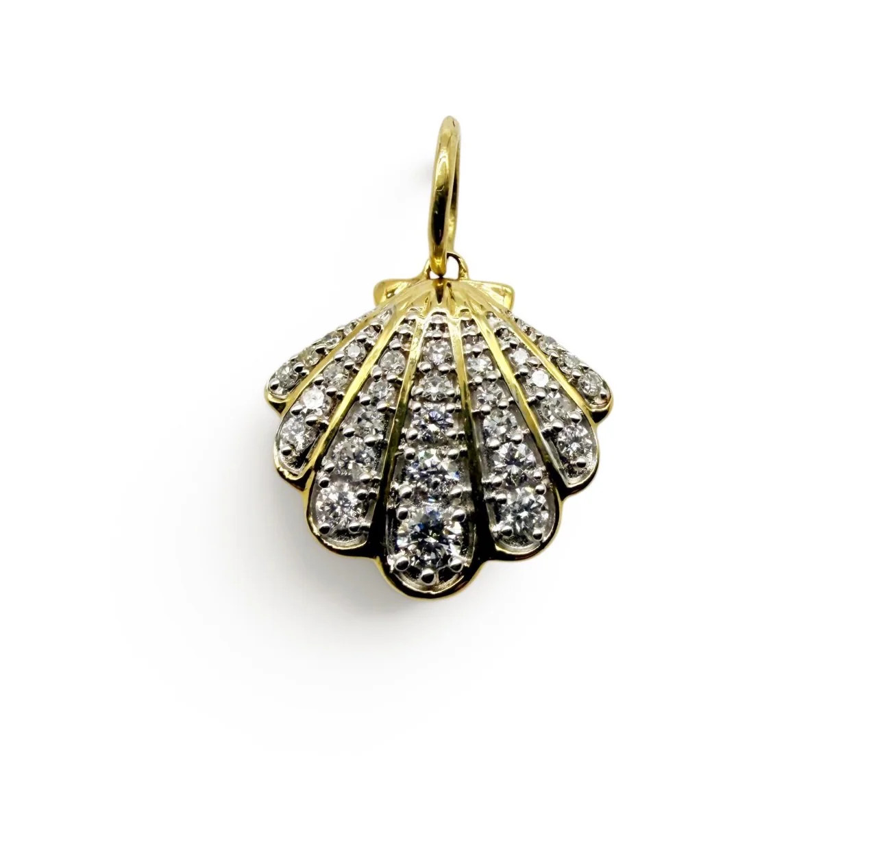 SOLID GOLD &amp; DIAMOND 14K GOLD SHELL CHARM – SHAKTI | SHAKTI JEWELRY