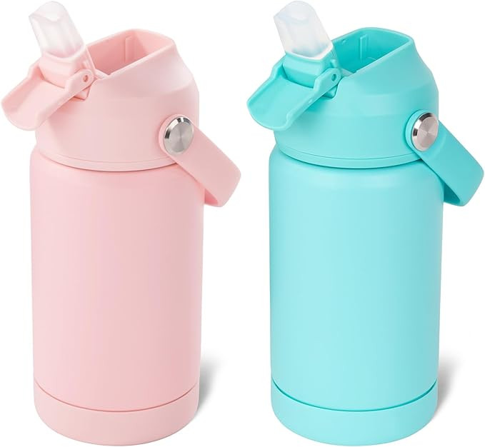 Kerilyn 12oz Kids Water Bottle 2 Pack, Stainless Steel Insulated Water Bottle Bulk, Toddler Cups ... | Amazon (US)