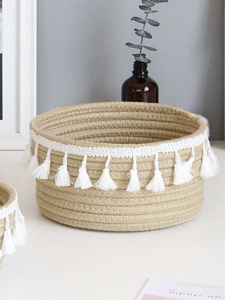 Tassel Trim Storage Basket | SHEIN