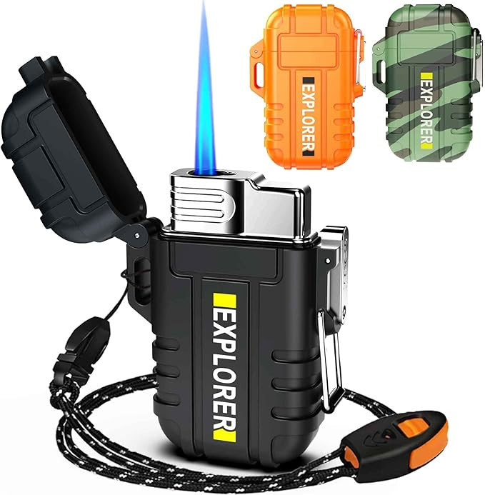 Torch Lighter, Refillable Butane Lighter with Lock, Windproof and Waterproof Adjustable Jet Flame... | Amazon (US)