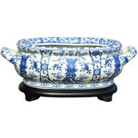 Blue & White Porcelain Chinoiserie Foot Bath Basin 16.5"" Length Base Included | Etsy (US)