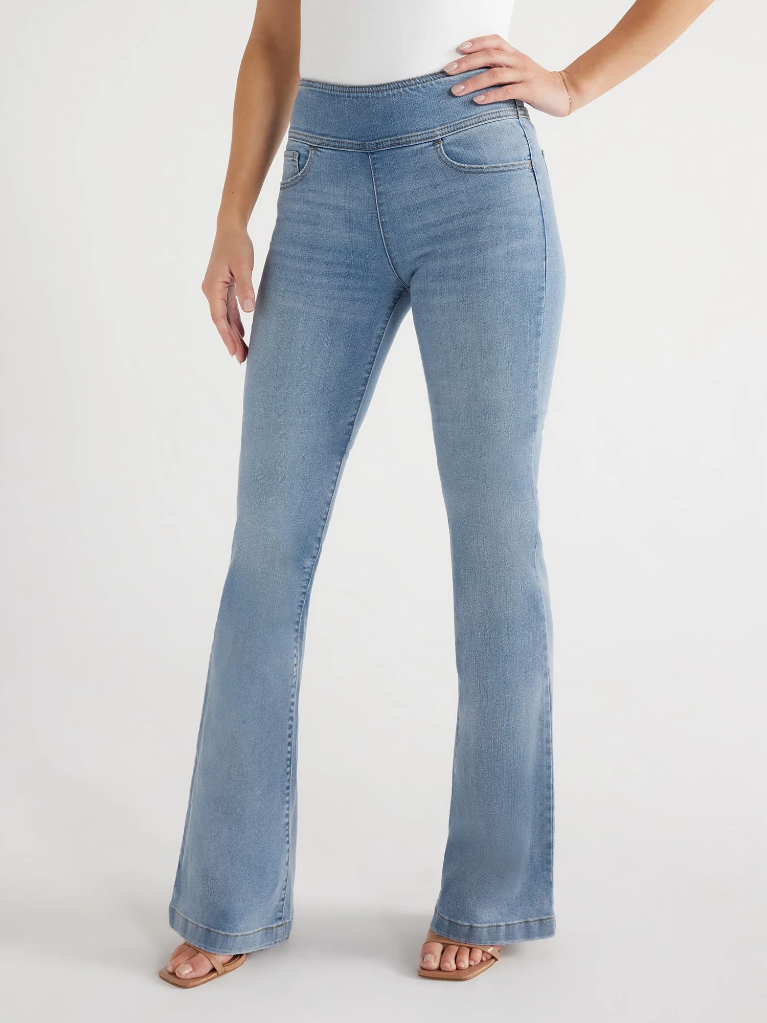 Sofia Jeans Women's Melissa Flare Pull On High Rise Jeans, 33.5" Inseam, Sizes 2-20 - Walmart.com | Walmart (US)