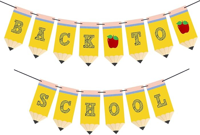 Back to School Pencil Banner - First Day of School Banner - Back to School Banner - Classroom Decor - Teacher Banner - Back to School Party Decorations | Amazon (US)