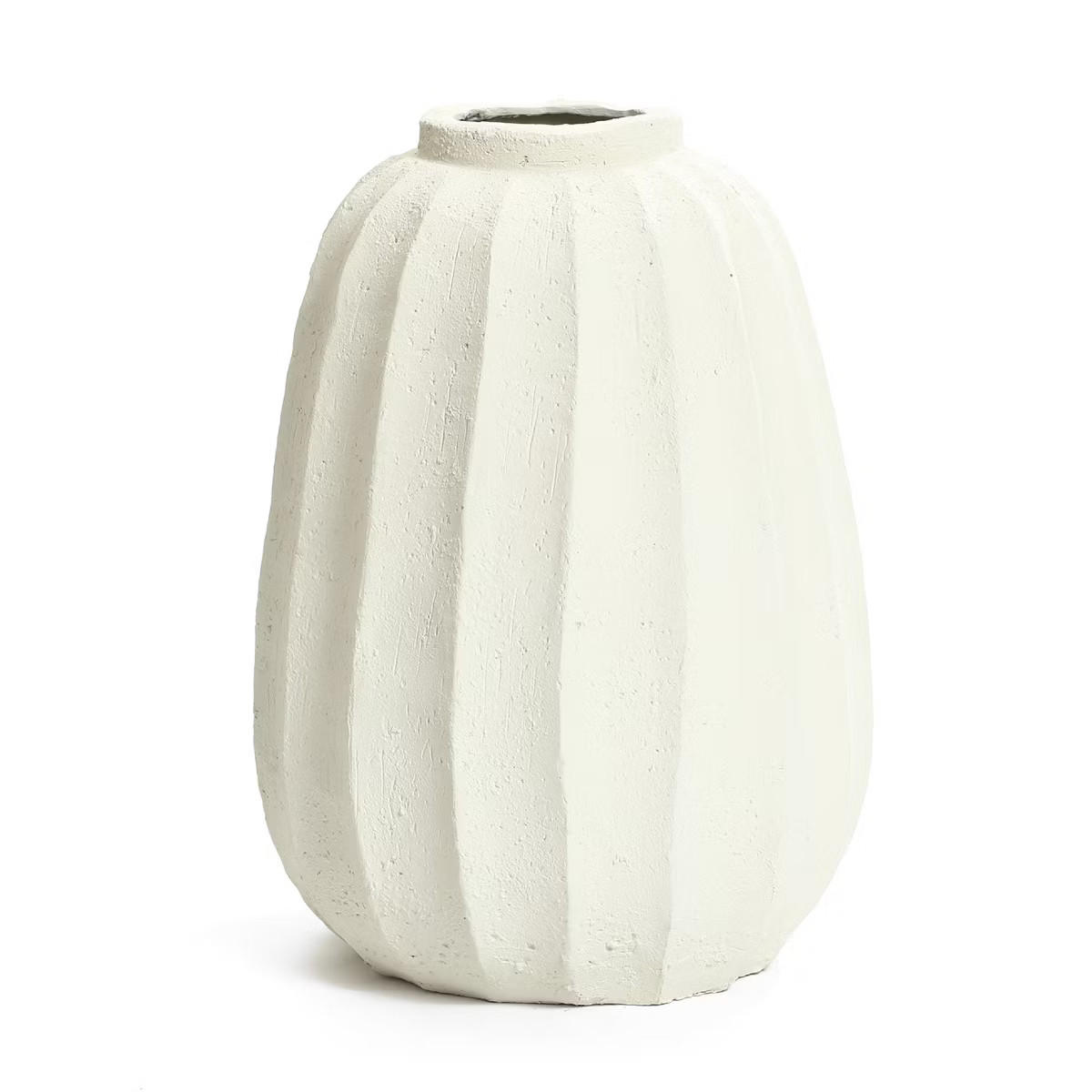 LuxenHome Off White MgO Round Modern Fluted Vase Off-White | Target
