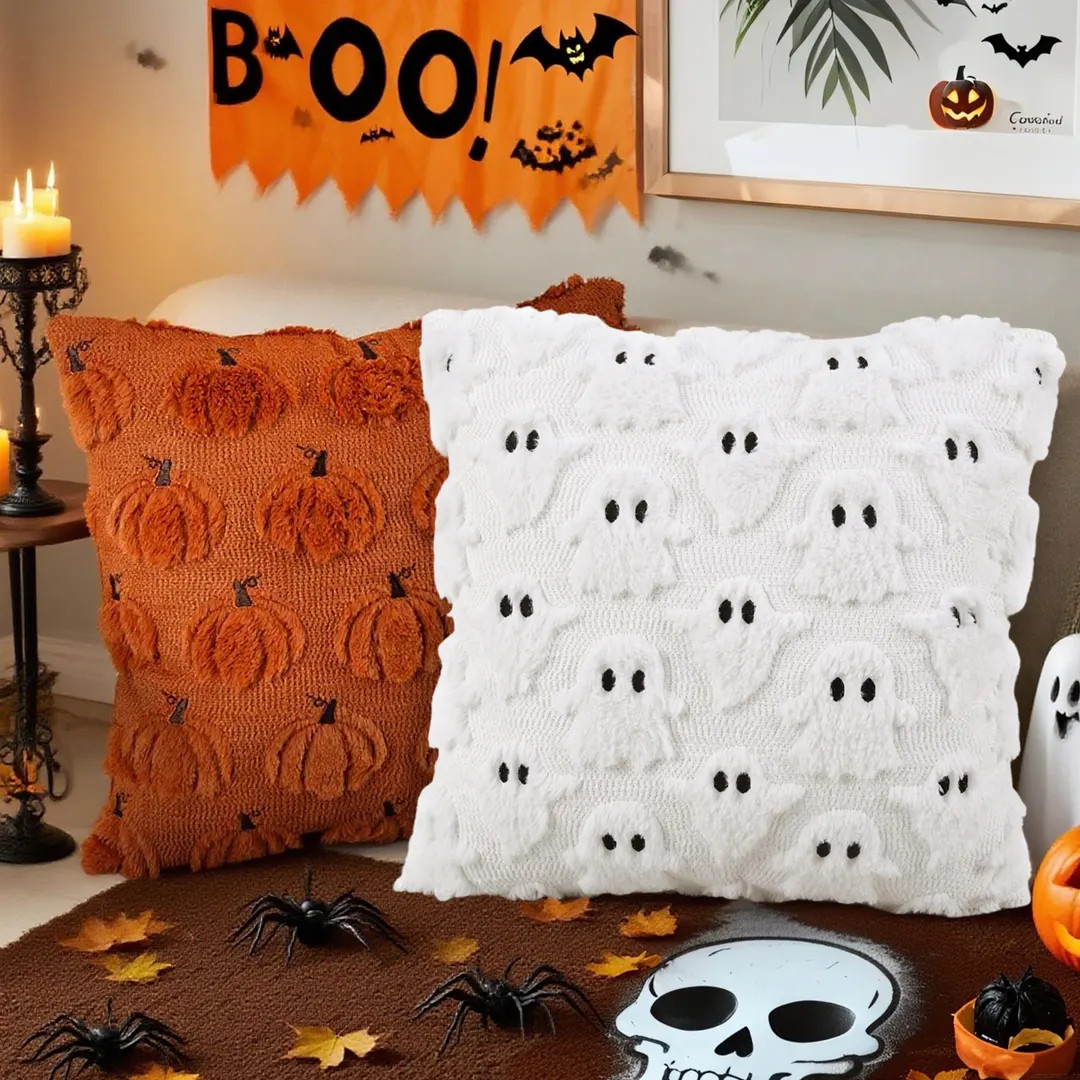 1pc Cute Halloween Pillow Covers, Spooky Ghost Pumpkin Bat Pillow Covers for Couch, Sofa, Bed, Li... | Etsy (US)