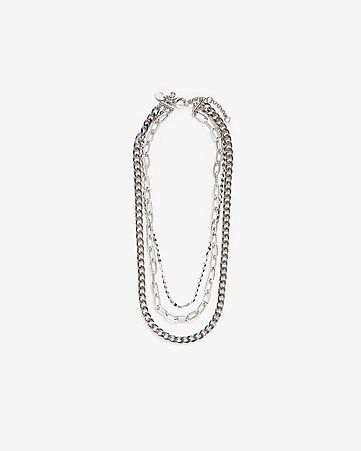 Three Row Multi-layered Chain Necklace | Express