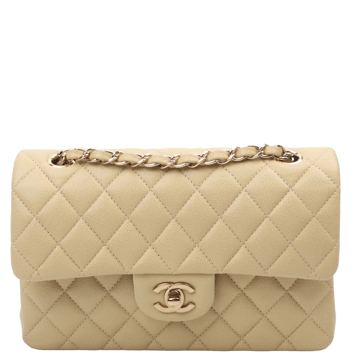 Classic Flap Small Caviar Neutral | Keeks Designer Handbags