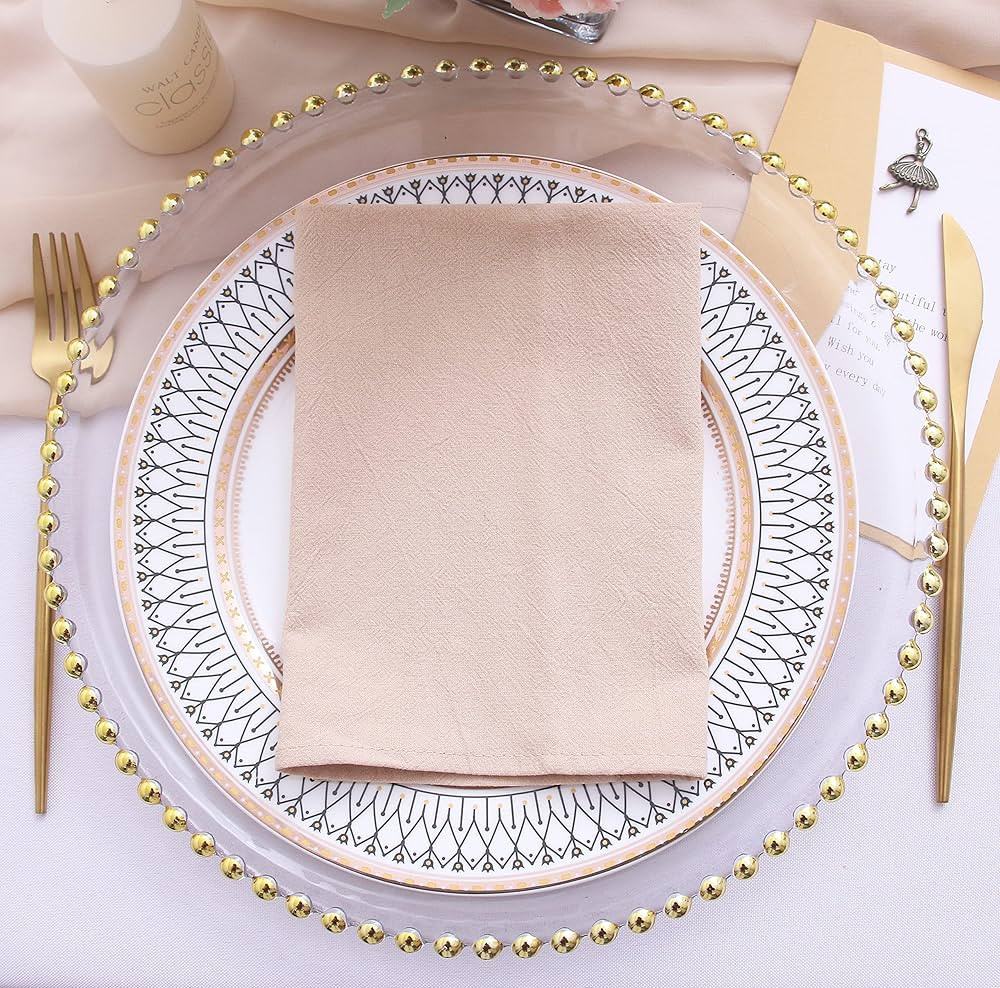 JINVASE Dinner Cloth Napkins Bulk,100% Natural Soft Cotton Linen Napkins,Washable Napkins with He... | Amazon (US)