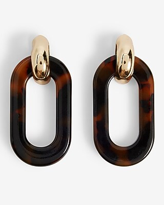 Tortoise Oval Post Back Drop Earrings | Express
