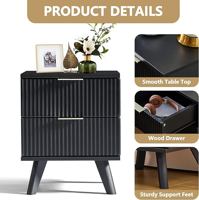 wirrytor Mid Century Modern Nightstand, 4 Drawer Dresser for Bedroom, Small Dresser Night Stand S... | Amazon (US)