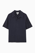 BOUCLÉ-KNIT POLO SHIRT - NAVY - Tops - COS | COS (US)