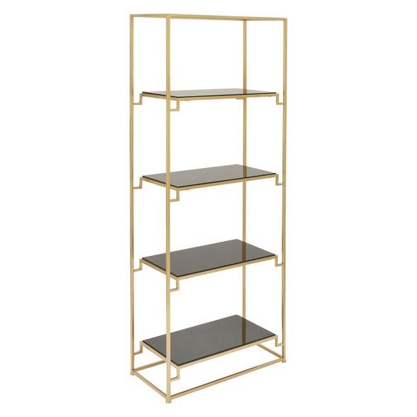 63" Metal and Glass 4 Tiered Book Shelf Gold - Olivia & May | Target