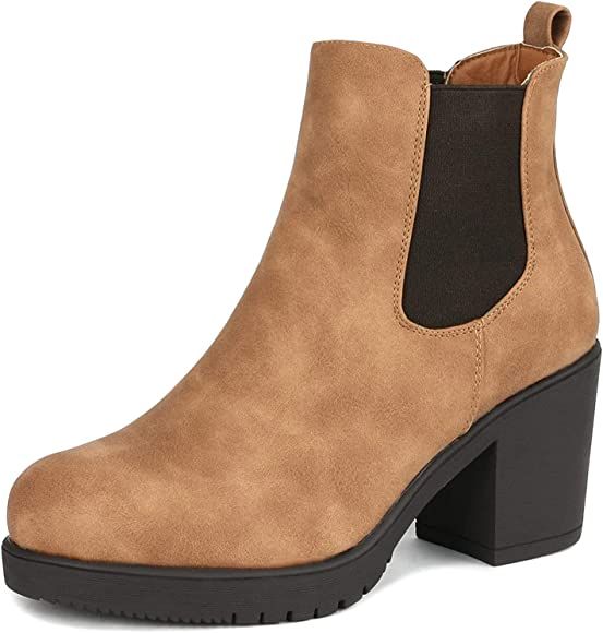DREAM PAIRS Women's FRE High Heel Chelsea Style Ankle Bootie | Amazon (US)